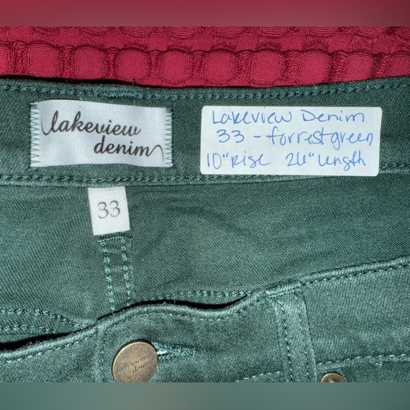 Lakeview Denim Jeans/Jeggings - Forrest Green, Size 33 - Picture 5 of 6